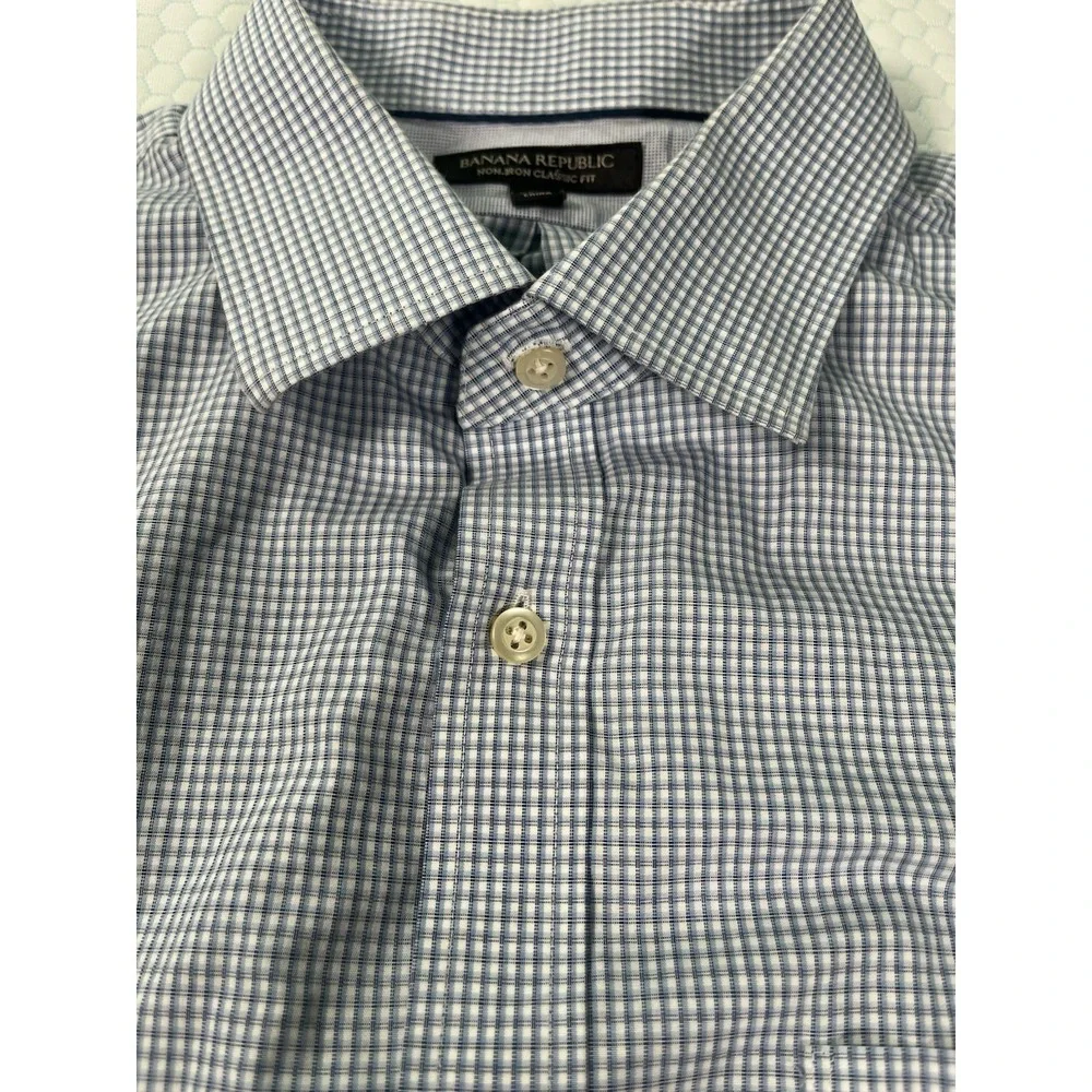 Banana Republic‎ Shirt Mens X-Large XL Blue Non Iron Standard Fit Button Up
